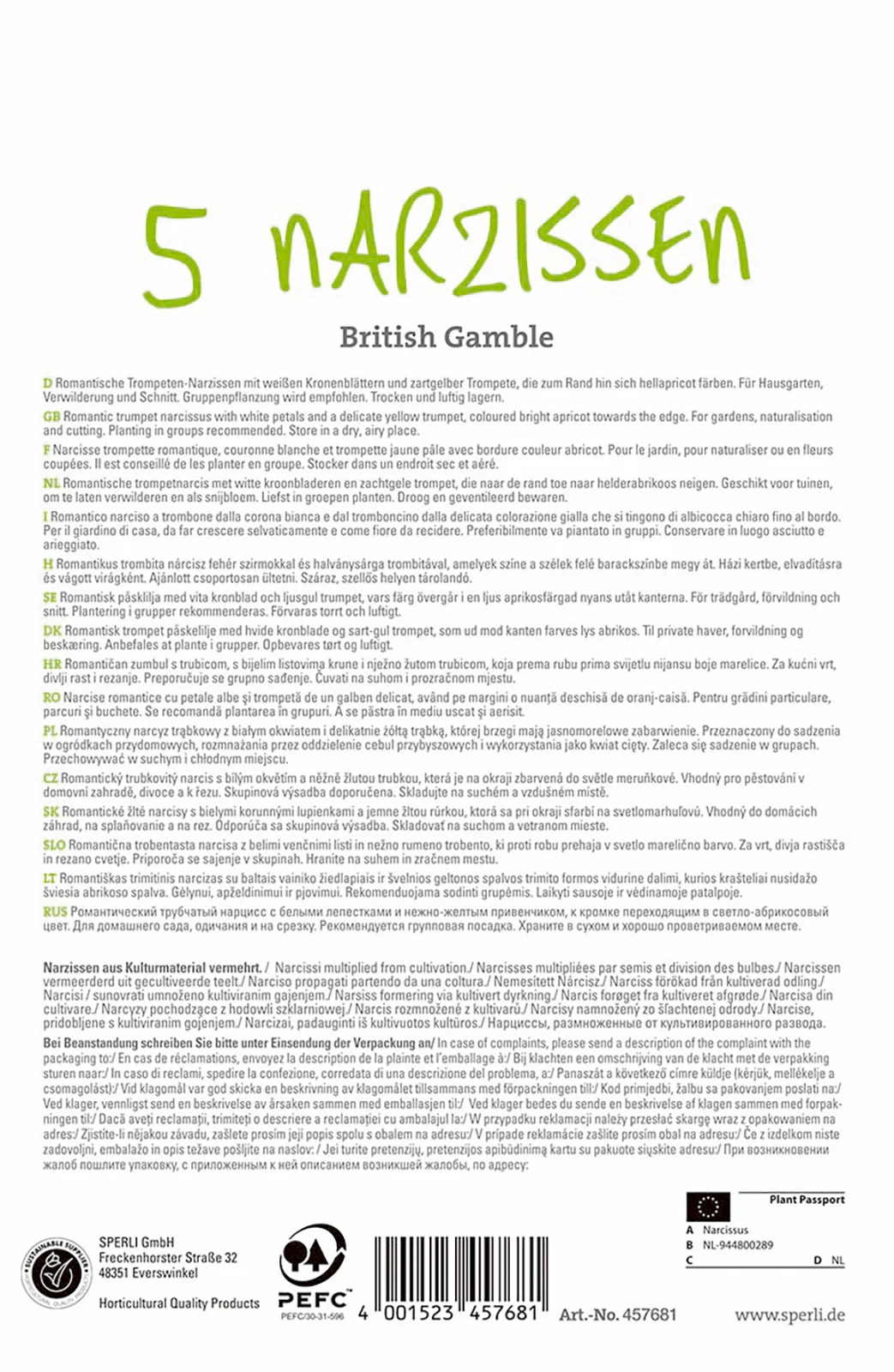 Narzisse British Gamble (5 Stück) | Narzissenzwiebeln Von Sperli 3 Narzisse British Gamble (5 Stück) | Narzissenzwiebeln Von Sperli