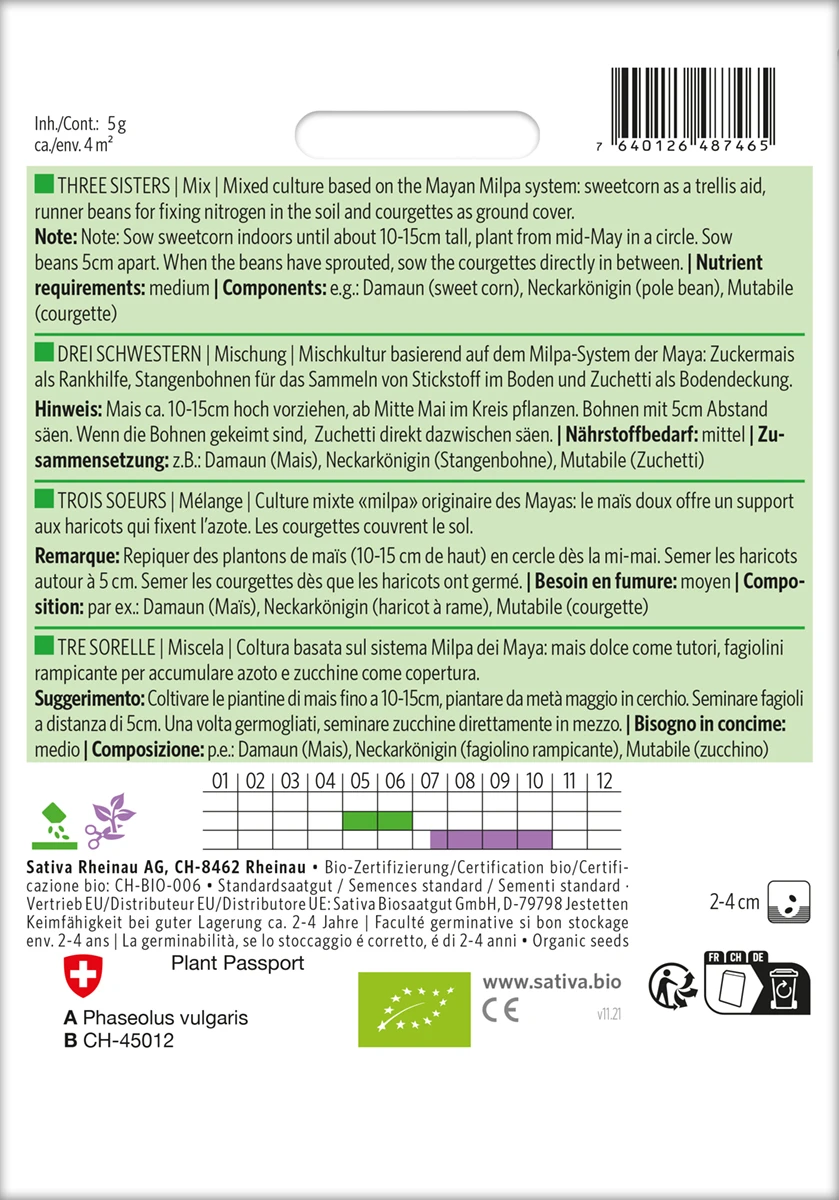 Drei Schwestern Mischung | BIO Gemüsesamen-Sets Von Sativa Rheinau 4 Drei Schwestern Mischung | BIO Gemüsesamen-Sets Von Sativa Rheinau – Bild 2