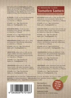 Tomatensamen 10 Alte Sorten Set | BIO Gemüsesamen-Sets Von Biobalu -Compo || Elho || Pegasus Verkäufe 550612 BIO Tomatensamen 10 Alte Sorten Set BB1006 1