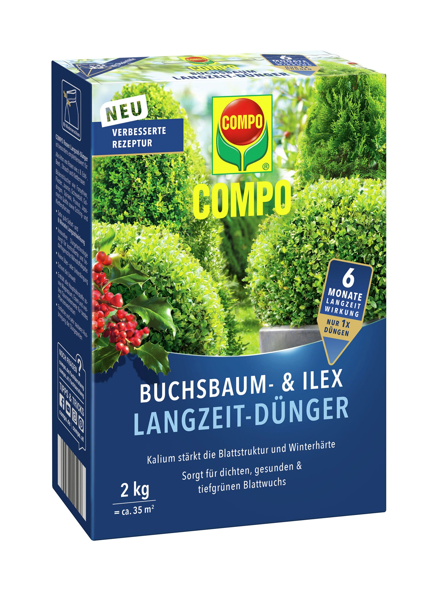 Buchsbaum- Und Ilex Langzeit-Dünger (2 Kg) | Dünger Von COMPO 3 Buchsbaum- Und Ilex Langzeit-Dünger (2 Kg) | Dünger Von COMPO